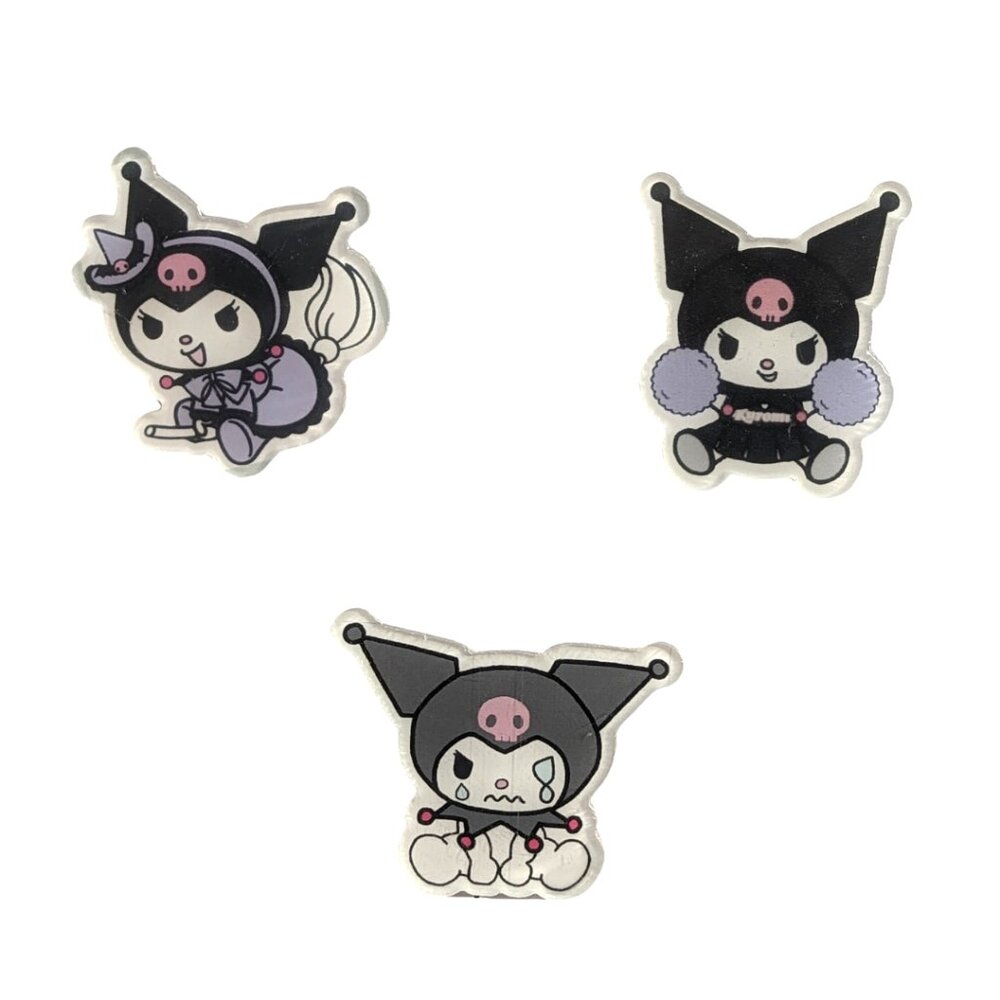 Hello Kitty Kuromi Anime Acrylic Pins Set of 3 NEW